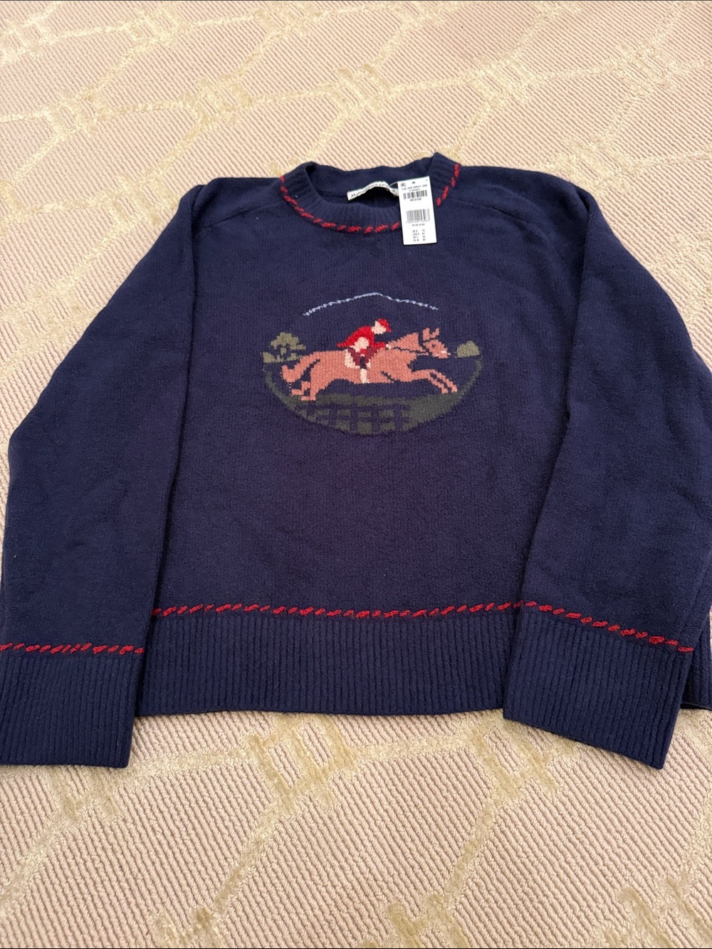 Abercrombie and fitch Navy Equestrian Graphic Crewneck Sweater -medium